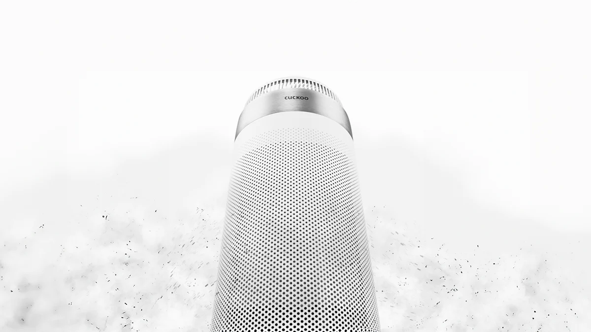 CUCKOO air purifier surface featuring 8,200 air holes designed to efficiently intake polluted air from all directions. (CAC-D2020FW)